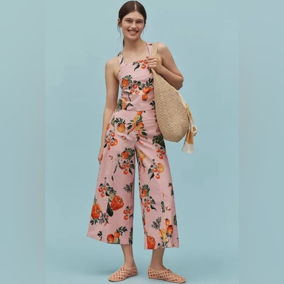 NWT! Maeve Anthropologie Garden Vegetable High-Rise Printed Crop Wide-Leg Pant🚦🐾 - Picture 1 of 8